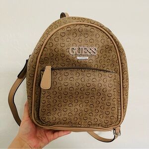 🌸 Guess Brown Mini Backpack with Monogram Design